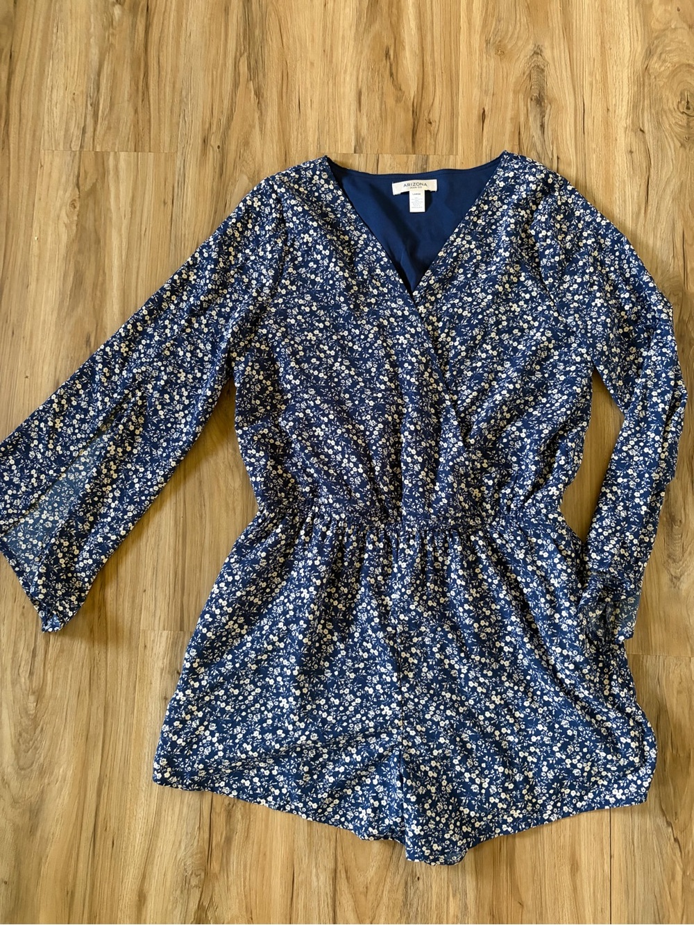 Navy Blue Floral V-Neck Romper